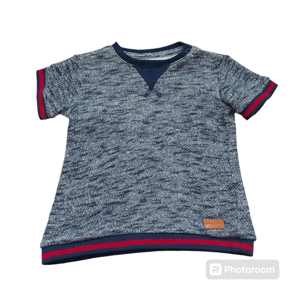 7 For All Mankind Navy Blue Marled Short Sleeve Top Henley Size 24 Month - Picture 1 of 4